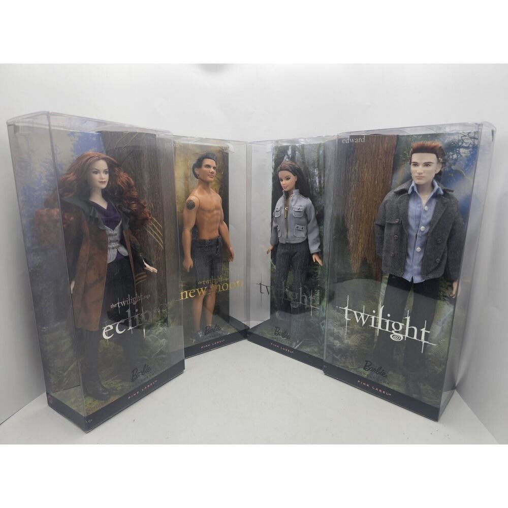 New Twilight Saga Barbie Dolls Pink Label 4- Bella, Jacob, Edward, Victoria